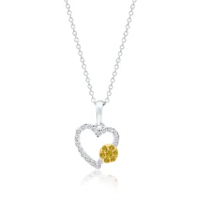 White Gold Yellow And White Diamond Eternal Heart Pendant