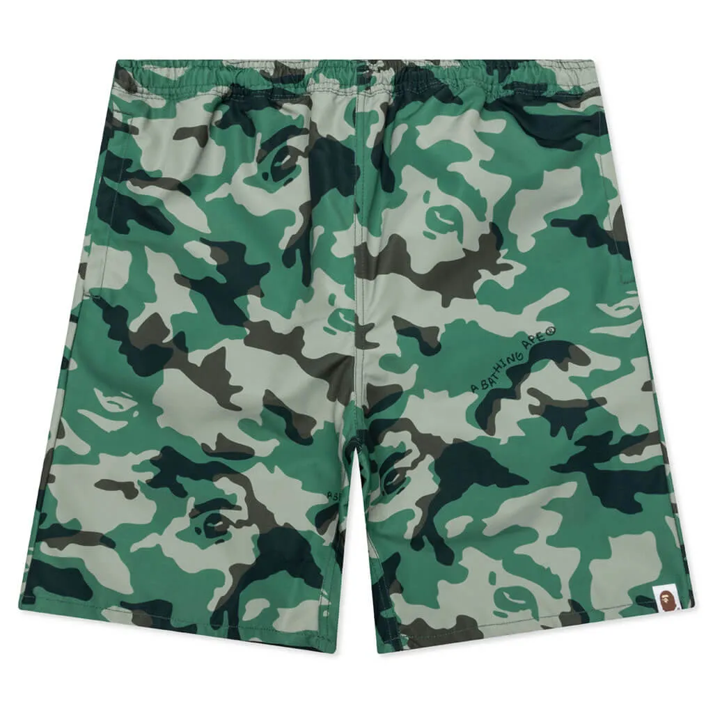 Woodland Camo Beach Shorts - Olive Drab