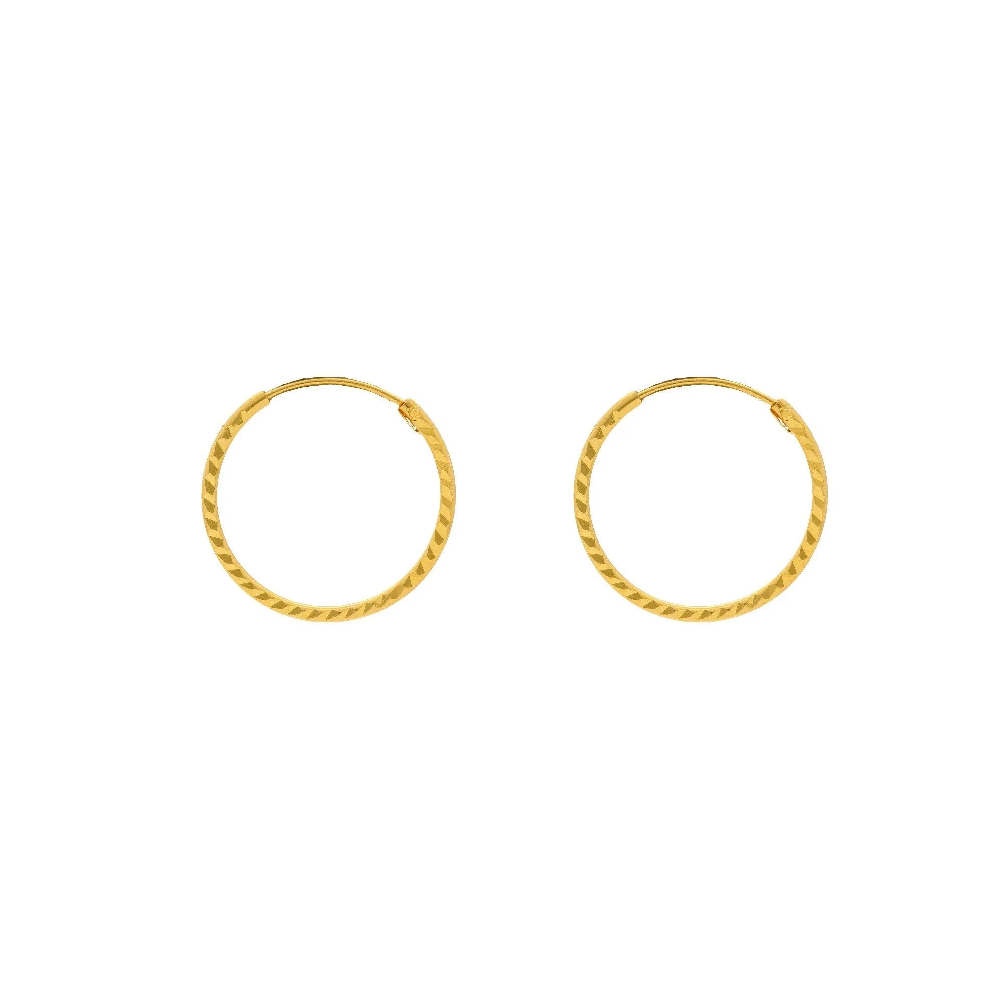 Yellow Gold Hammered Hoops, 1.2 Grams