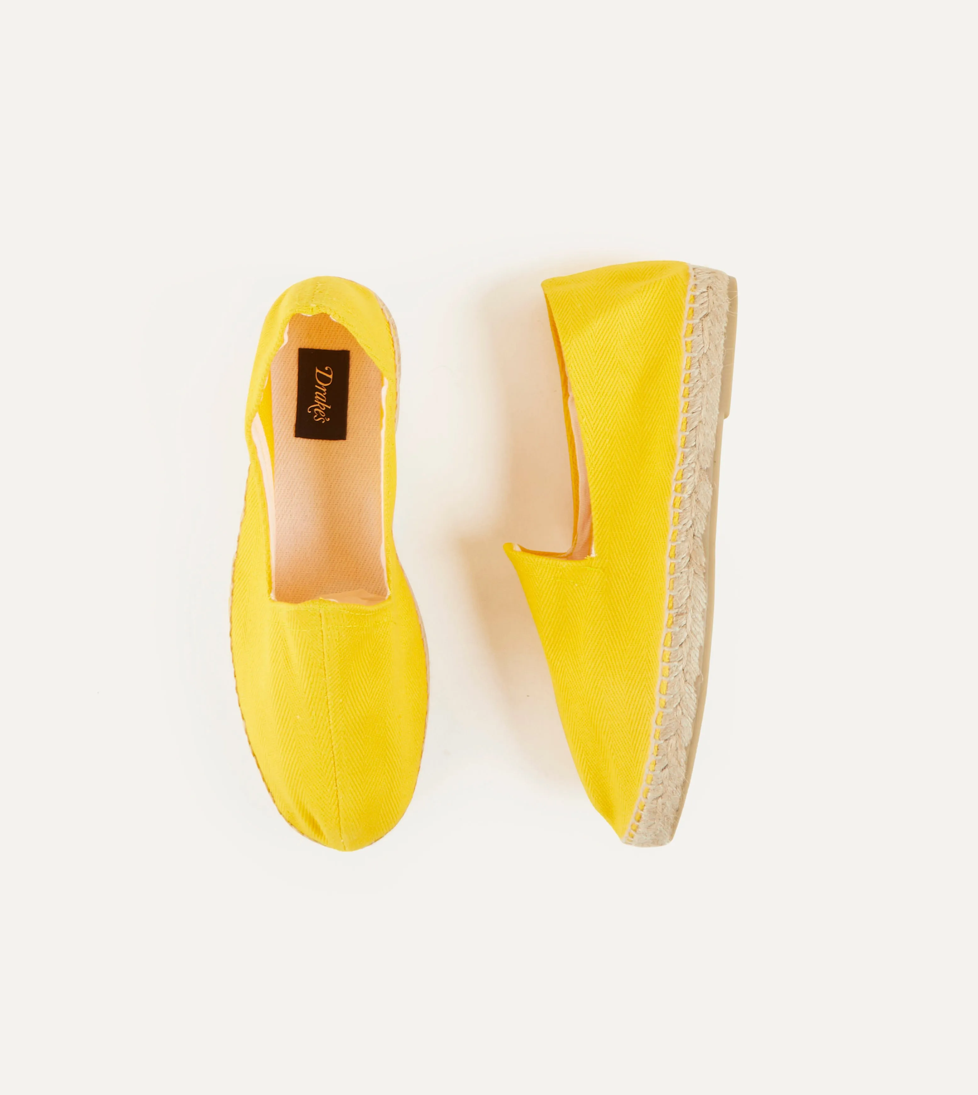 Yellow Herringbone Cotton Espadrilles