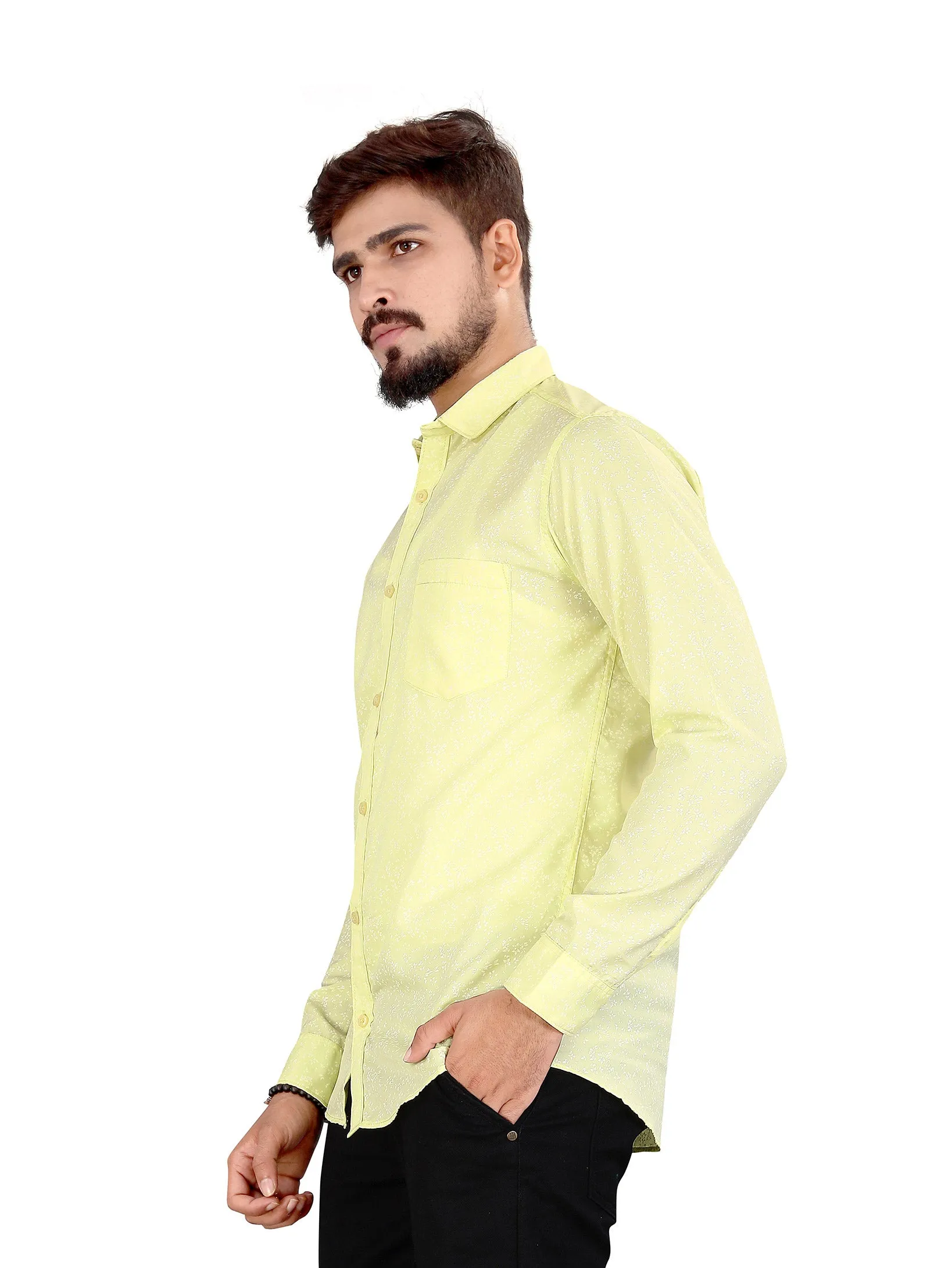 Yellow Micro Floral Printed Shirt