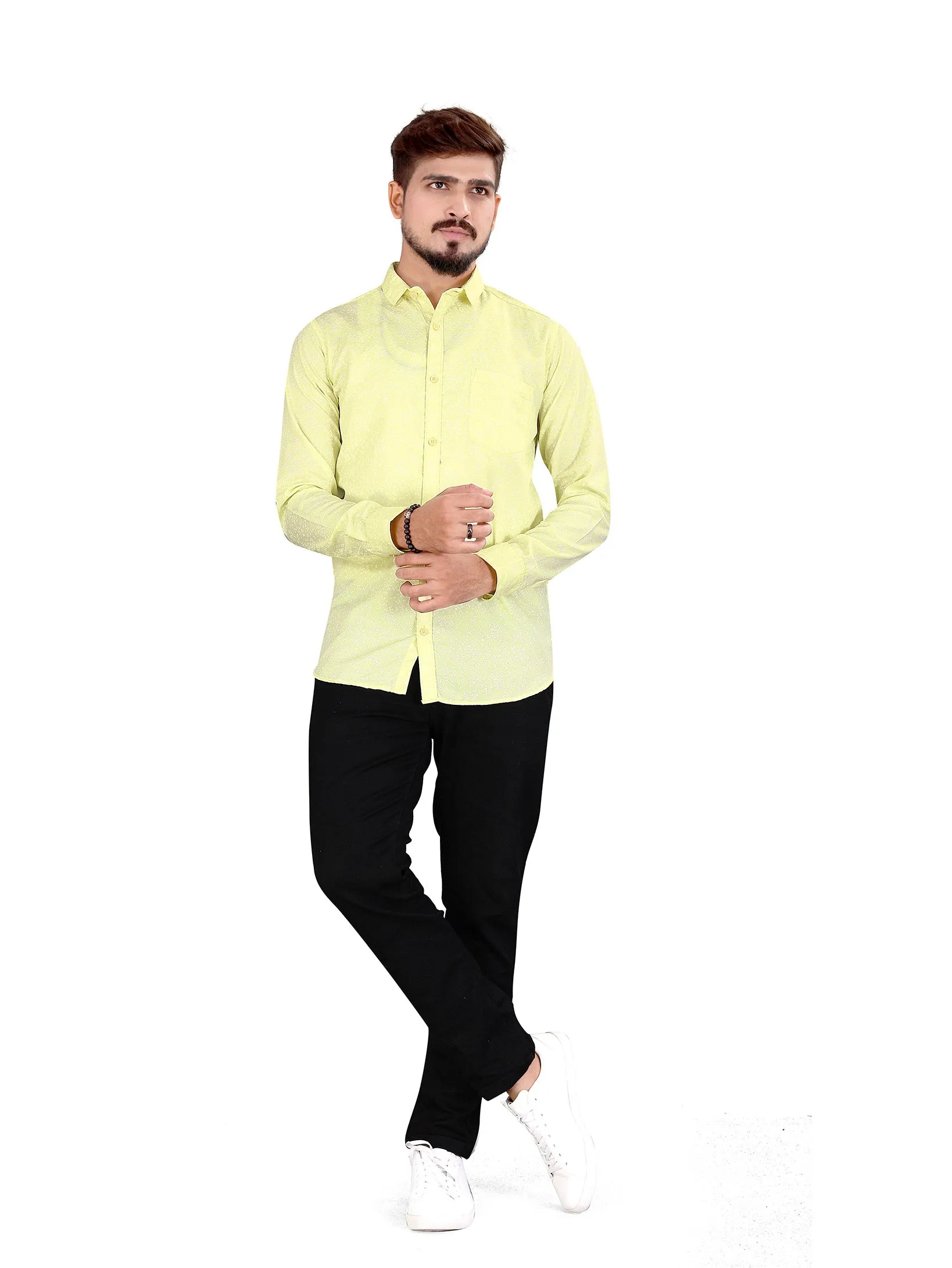 Yellow Micro Floral Printed Shirt